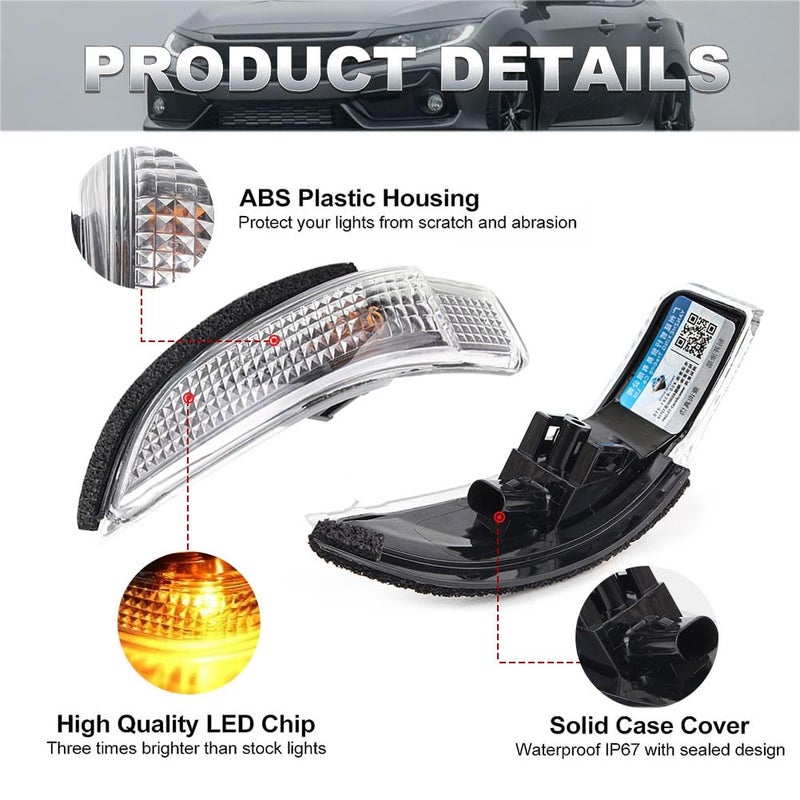 GZYF 1 Pair Rearview Side Mirror Marker Light Turn Signal Indicator Light Replacement Fits for Toyota Avalon Corolla Prius Venza,Replace 81740-52050 81730-52100 - Image 5